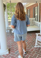 Acid Washed Shorts Set - Dusty Blue - Shorts set - Jimberly's Boutique - Olive Branch - Mississippi
