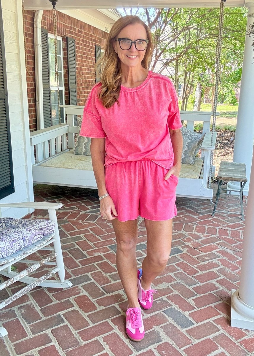 Acid Washed Shorts Set - Fuchsia - Shorts set - Jimberly's Boutique - Olive Branch - Mississippi
