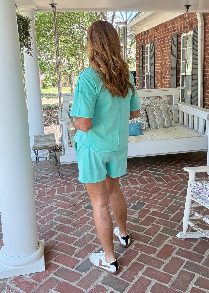 Acid Washed Shorts Set - Mint - Shorts set - Jimberly's Boutique - Olive Branch - Mississippi