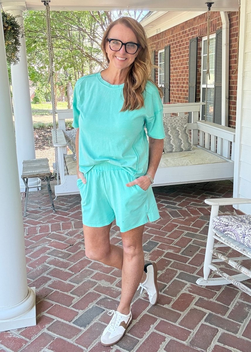 Acid Washed Shorts Set - Mint - Shorts set - Jimberly's Boutique - Olive Branch - Mississippi