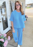 Allison Ribbed Lounge Set - Sky Blue - lounge set - Jimberly's Boutique - Olive Branch - Mississippi
