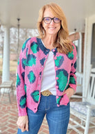 Animal Print Button Front Cardigan - Pink - Cardigan - Jimberly's Boutique - Olive Branch - Mississippi
