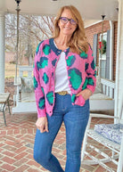 Animal Print Button Front Cardigan - Pink - Cardigan - Jimberly's Boutique - Olive Branch - Mississippi