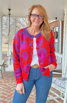 Animal Print Button Front Cardigan/Sweater - Red - Cardigan - Jimberly's Boutique - Olive Branch - Mississippi