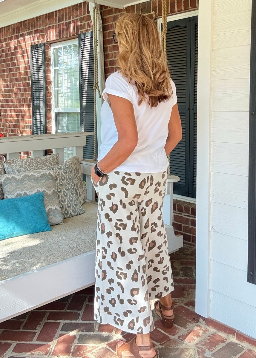 Animal Print Mineral Washed Pants - Stone Grey | Easel - Pants - Jimberly's Boutique - Olive Branch - Mississippi
