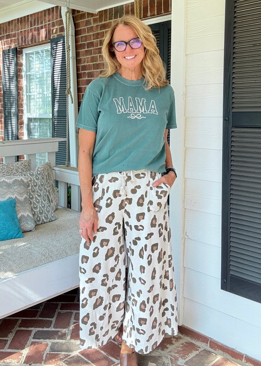 Animal Print Mineral Washed Pants - Stone Grey | Easel - Pants - Jimberly's Boutique - Olive Branch - Mississippi