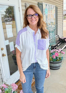 Anna Linen Button Down Top - Lavender - Button Down Top - Jimberly's Boutique - Olive Branch - Mississippi
