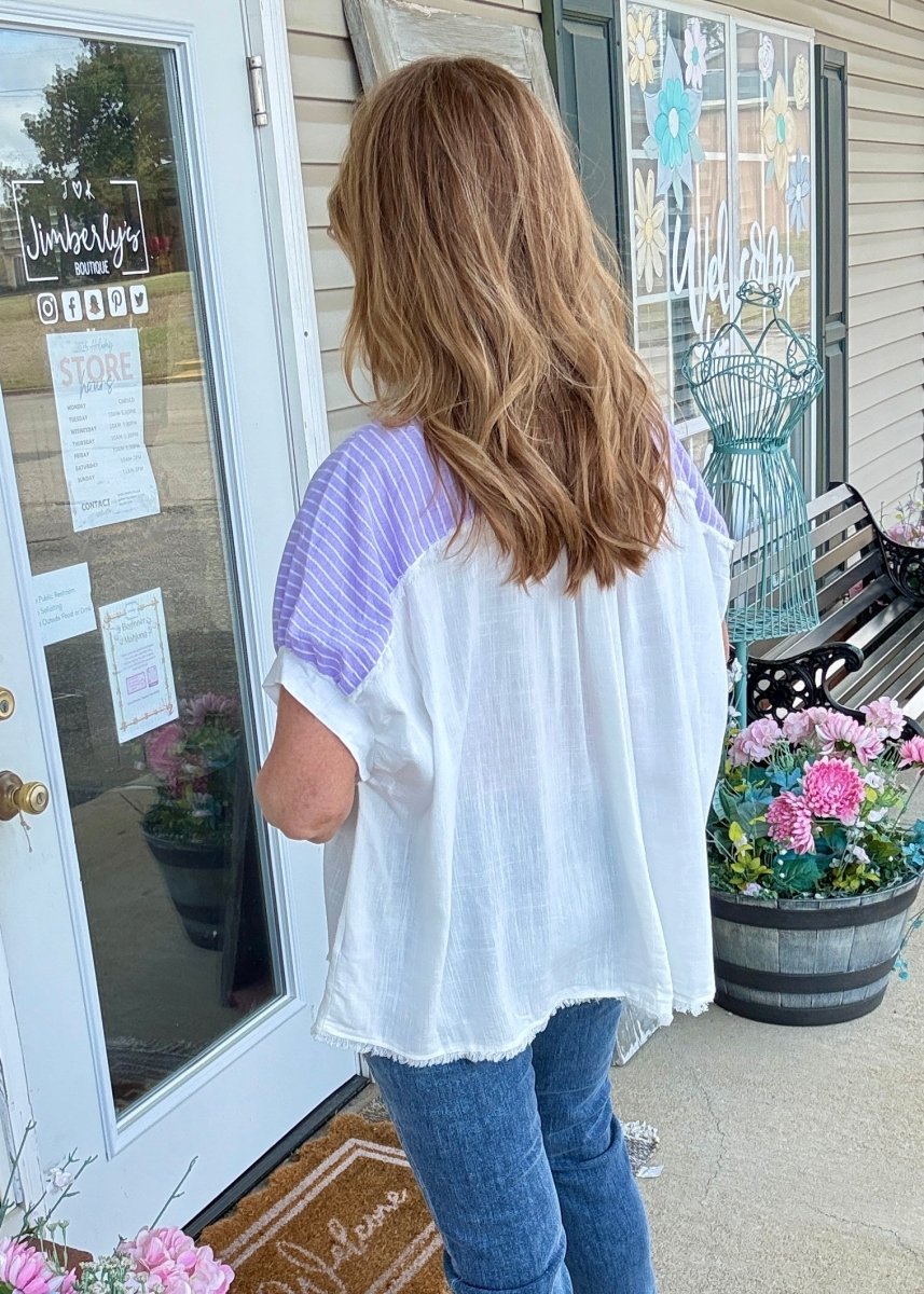 Anna Linen Button Down Top - Lavender - Button Down Top - Jimberly's Boutique - Olive Branch - Mississippi