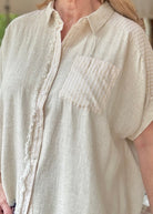 Anna Linen Button Down Top - Oatmeal - Button Down Top - Jimberly's Boutique - Olive Branch - Mississippi