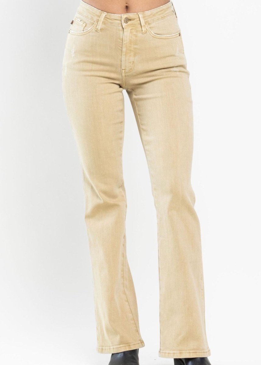 Attala Khaki Mid Rise Slim Boot Cut Judy Blue Jeans - Main Image