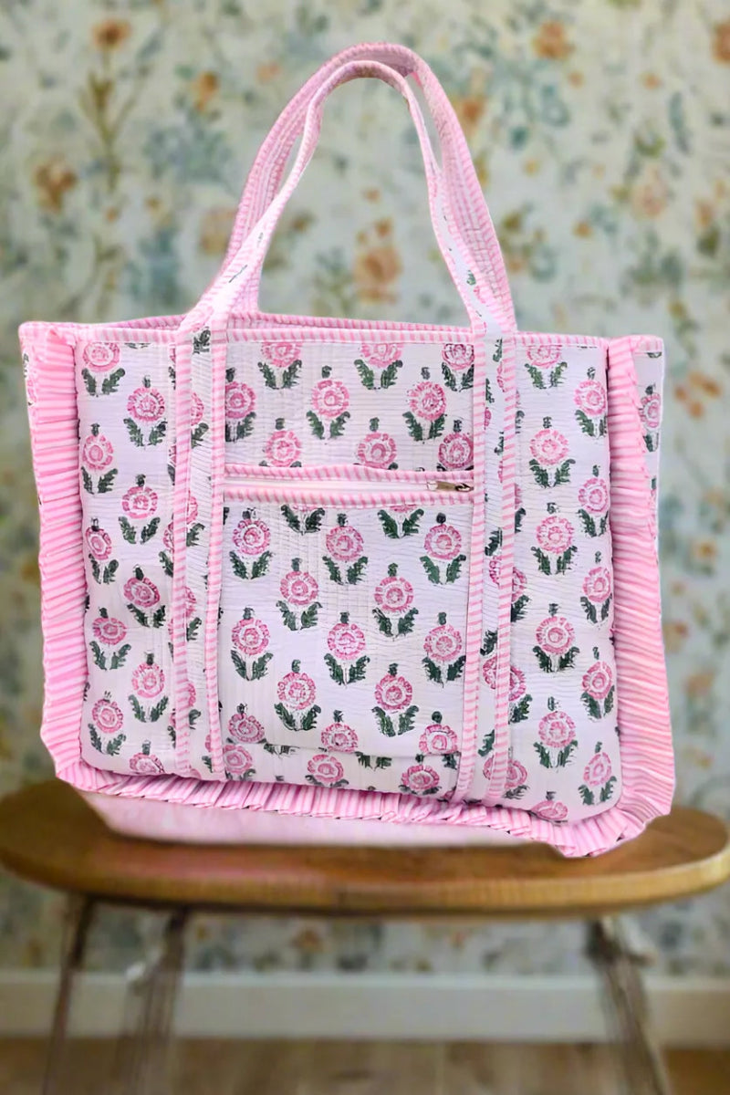 Avery Pink Floral Patterned Tote Bag - floral tote bag - Jimberly's Boutique - Olive Branch - Mississippi