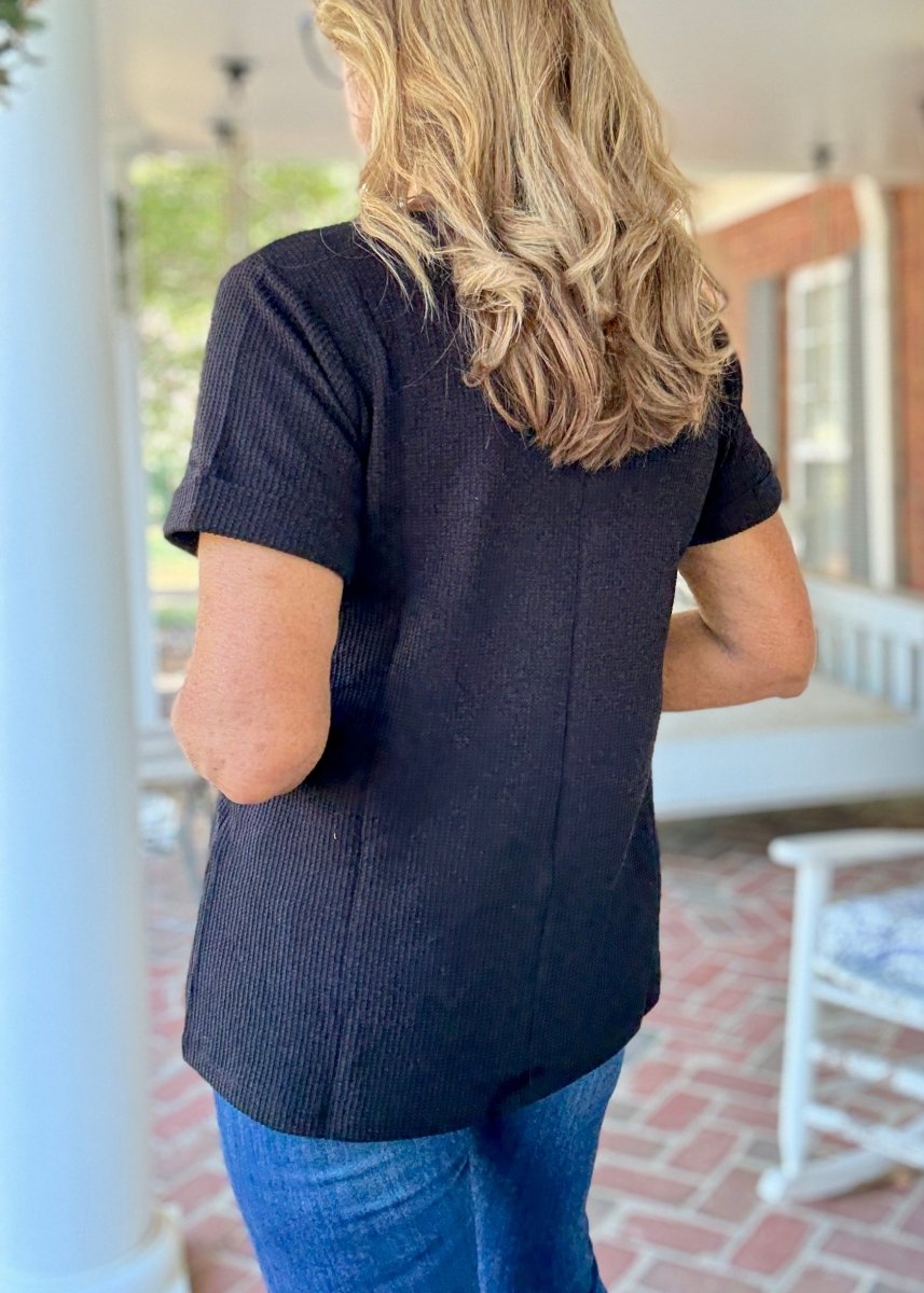 Baby Waffle Top - Black - Casual Top - Jimberly's Boutique - Olive Branch - Mississippi