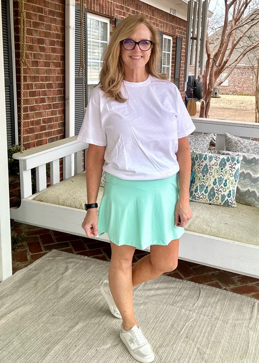Back Pleat Skort - Mint - Jimberly's Boutique - Olive Branch - Mississippi