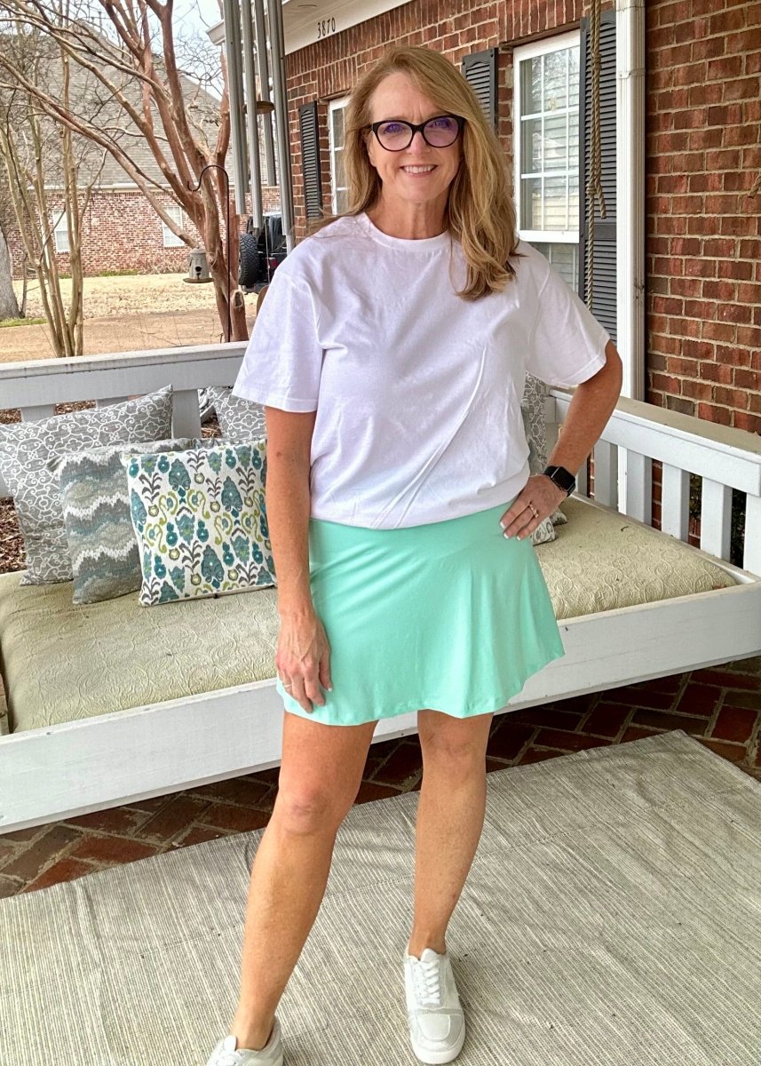 Back Pleat Skort - Mint - Jimberly's Boutique - Olive Branch - Mississippi
