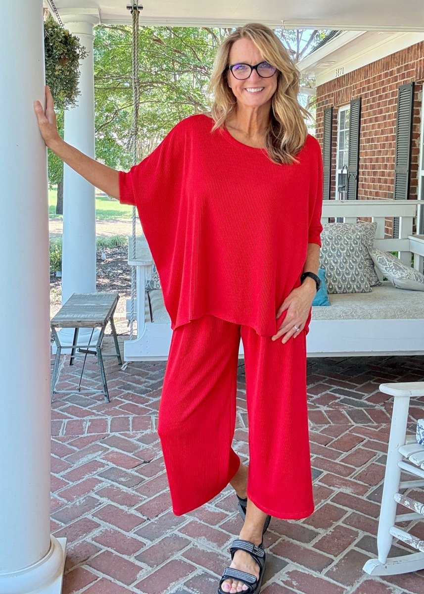 Bali Travel Set - Red | Dear Scarlett - lounge set - Jimberly's Boutique - Olive Branch - Mississippi