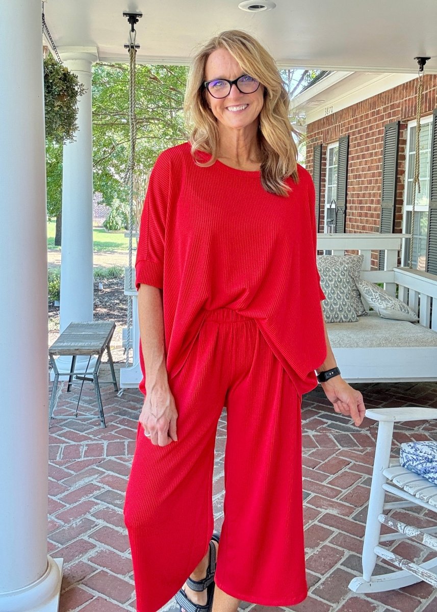 Bali Travel Set - Red | Dear Scarlett - lounge set - Jimberly's Boutique - Olive Branch - Mississippi