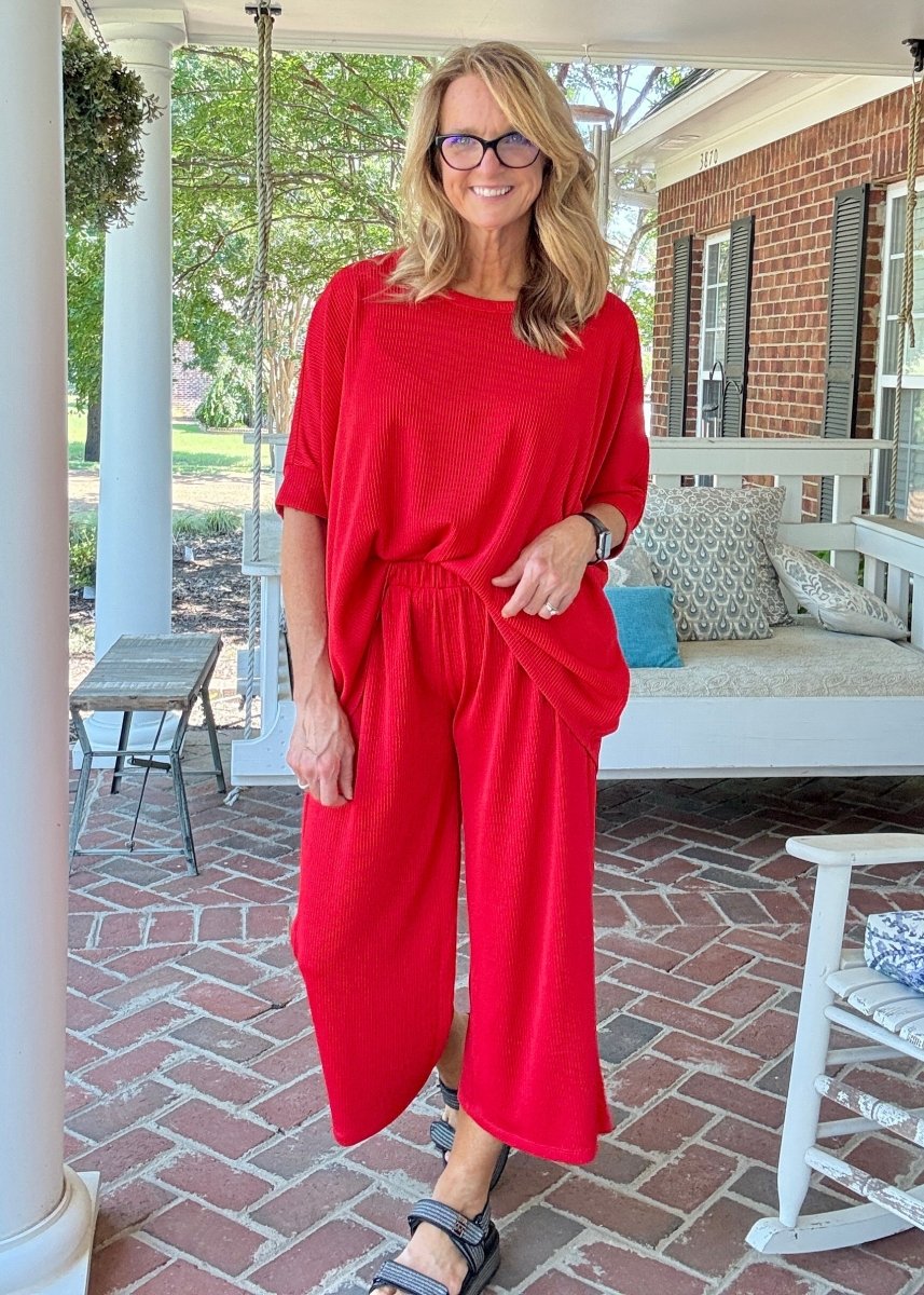 Bali Travel Set - Red | Dear Scarlett - lounge set - Jimberly's Boutique - Olive Branch - Mississippi