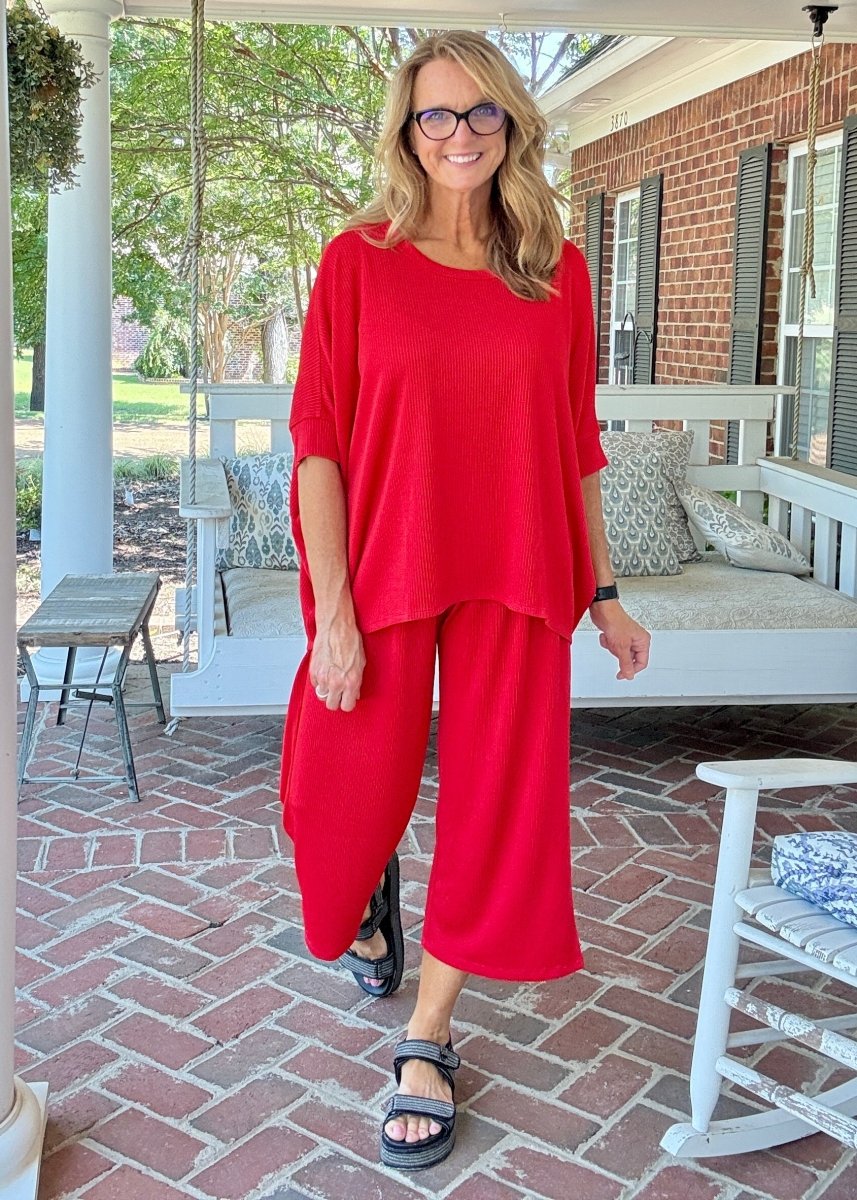 Bali Travel Set - Red | Dear Scarlett - lounge set - Jimberly's Boutique - Olive Branch - Mississippi