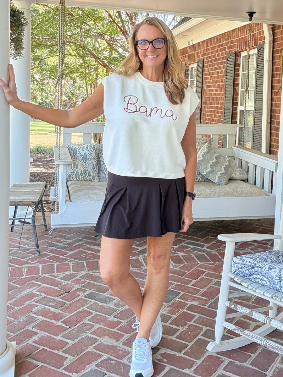 Bama Embroidered Sweater Vest - Ivory w/Crimson - gameday - Jimberly's Boutique - Olive Branch - Mississippi