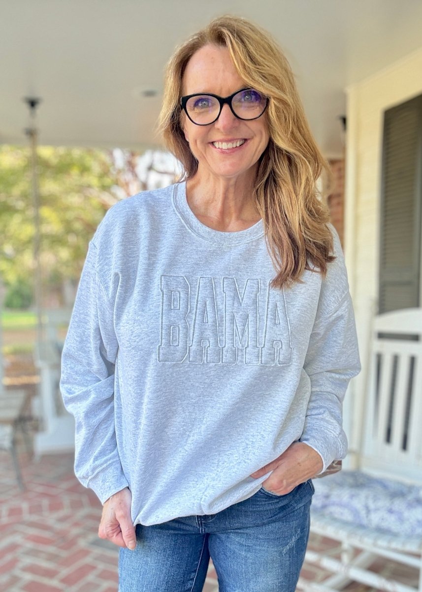 BAMA Tone on Tone Applique' Sweatshirt - Jimberly's Boutique - Olive Branch - Mississippi