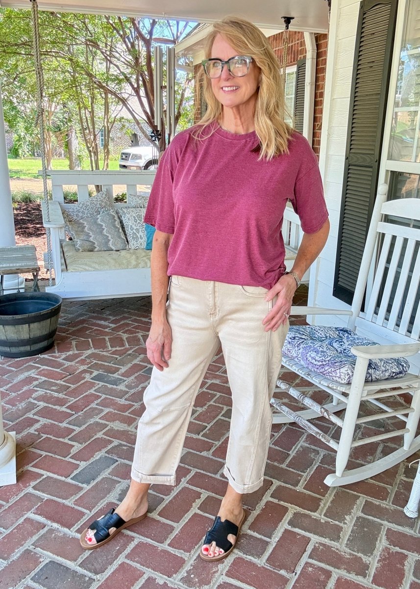 Barrel Leg Color Denim Pants - Ash Mocha | Zenana - Barrel Jeans/Pants - Jimberly's Boutique - Olive Branch - Mississippi