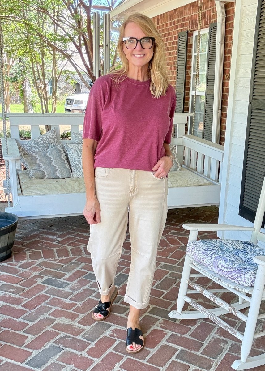 Barrel Leg Color Denim Pants - Ash Mocha | Zenana - Barrel Jeans/Pants - Jimberly's Boutique - Olive Branch - Mississippi