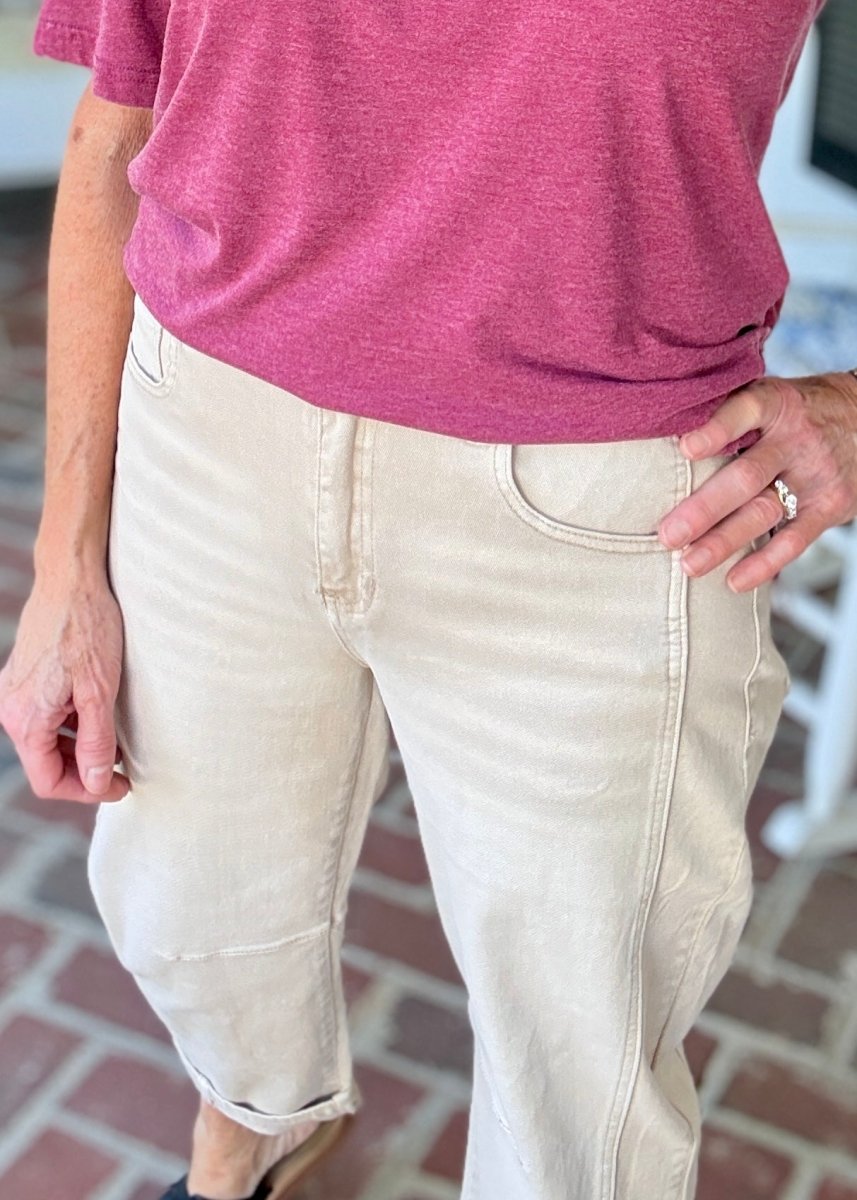 Barrel Leg Color Denim Pants - Ash Mocha | Zenana - Barrel Jeans/Pants - Jimberly's Boutique - Olive Branch - Mississippi