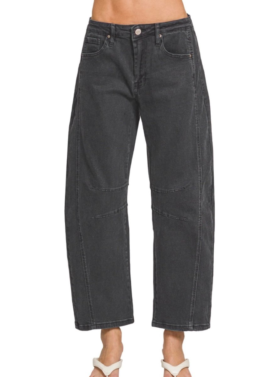 Barrel Leg Color Denim Pants - Black | Zenana - Barrel Jeans/Pants -Jimberly's Boutique-Olive Branch-Mississippi