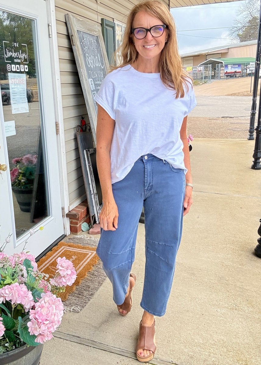 Barrel Leg Color Denim Pants - Blackberry | Zenana - Barrel Jeans/Pants - Jimberly's Boutique - Olive Branch - Mississippi