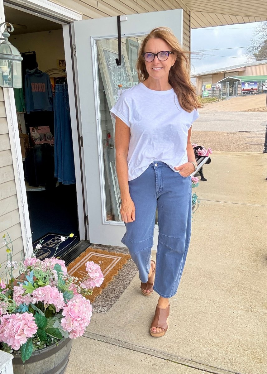 Barrel Leg Color Denim Pants - Blackberry | Zenana - Barrel Jeans/Pants - Jimberly's Boutique - Olive Branch - Mississippi