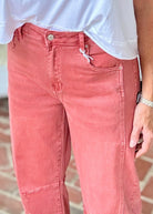 Barrel Leg Color Denim Pants - Cabernet | Zenana - Barrel Jeans/Pants -Jimberly's Boutique-Olive Branch-Mississippi