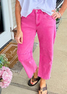 Barrel Leg Color Denim Pants - Hot Pink | Zenana - Barrel Jeans/Pants - Jimberly's Boutique - Olive Branch - Mississippi