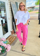 Barrel Leg Color Denim Pants - Hot Pink | Zenana - Barrel Jeans/Pants - Jimberly's Boutique - Olive Branch - Mississippi
