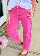 Barrel Leg Color Denim Pants - Hot Pink | Zenana - Barrel Jeans/Pants - Jimberly's Boutique - Olive Branch - Mississippi