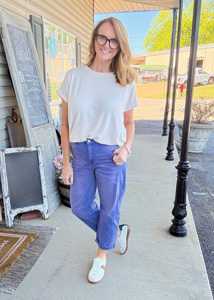 Barrel Leg Color Denim Pants - Marlin | Zenana - Barrel Jeans/Pants - Jimberly's Boutique - Olive Branch - Mississippi