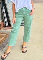 Barrel Leg Color Denim Pants - Olive | Zenana - Barrel Jeans/Pants -Jimberly's Boutique-Olive Branch-Mississippi