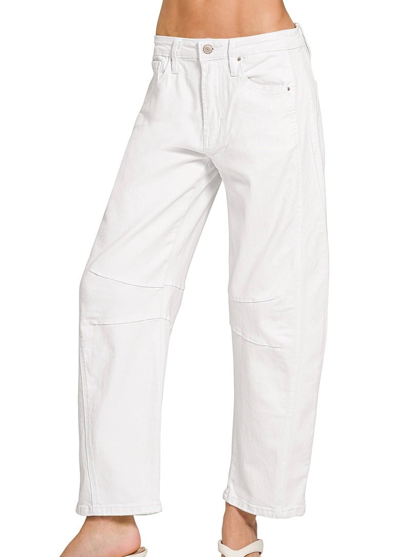 Barrel Leg Color Denim Pants - White | Zenana - Barrel Jeans/Pants - Jimberly's Boutique - Olive Branch - Mississippi