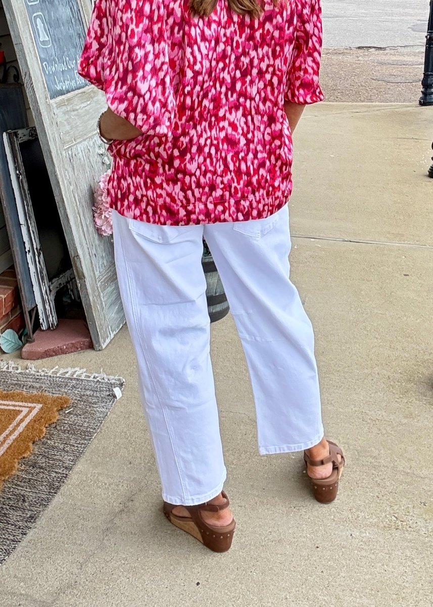 Barrel Leg Color Denim Pants - White | Zenana - Barrel Jeans/Pants - Jimberly's Boutique - Olive Branch - Mississippi