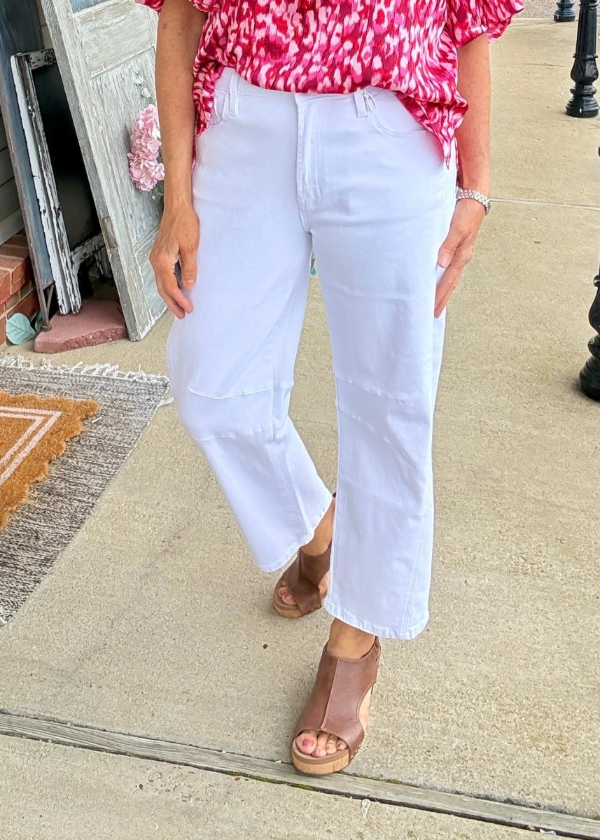 Barrel Leg Color Denim Pants - White | Zenana - Barrel Jeans/Pants - Jimberly's Boutique - Olive Branch - Mississippi