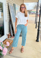 Barrel Leg Denim Pants - Teal | Zenana - Barrel Jeans/Pants - Jimberly's Boutique - Olive Branch - Mississippi
