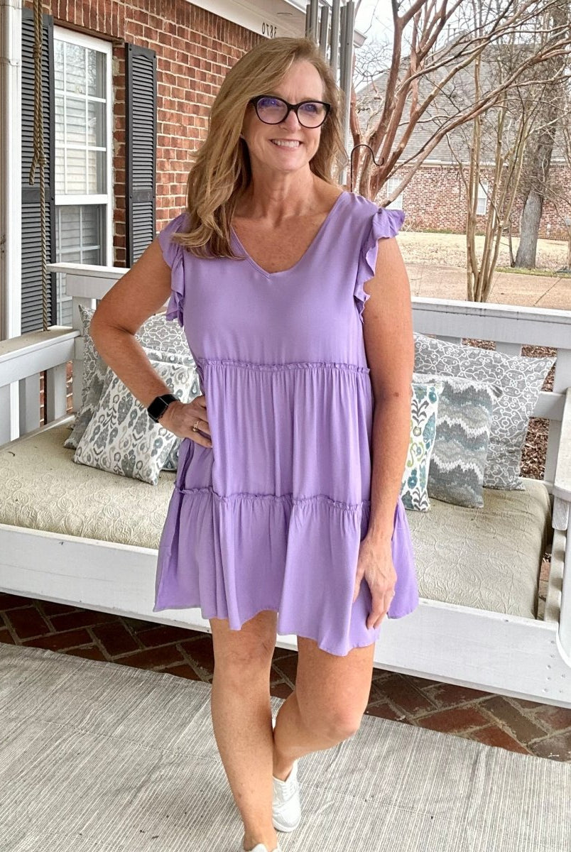 Basically Beautiful V Neck Dress - Lavender - Casual Dress -Jimberly's Boutique-Olive Branch-Mississippi