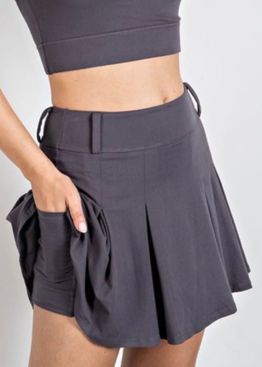 Belt Loop Skort - Charcoal - skort -Jimberly's Boutique-Olive Branch-Mississippi