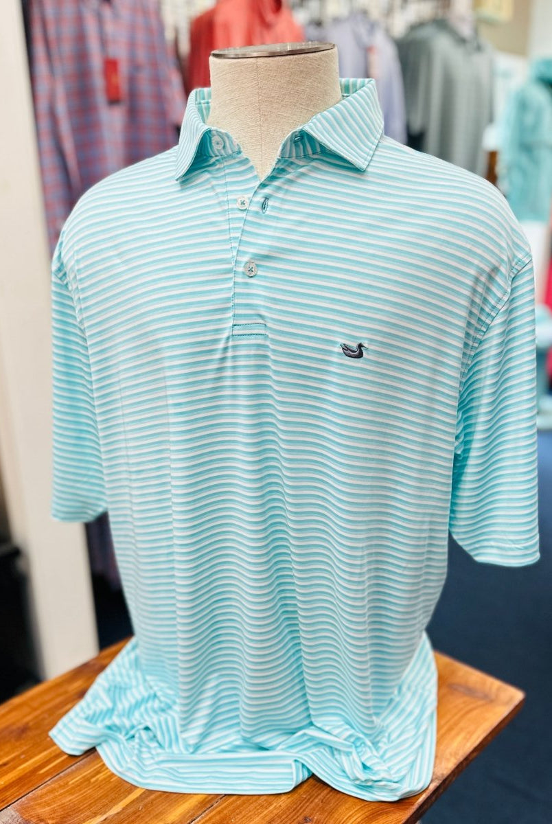 Bermuda Performance Polo | Domingo Stripe | Antigua Blue - Southern Marsh Polo -Jimberly's Boutique-Olive Branch-Mississippi