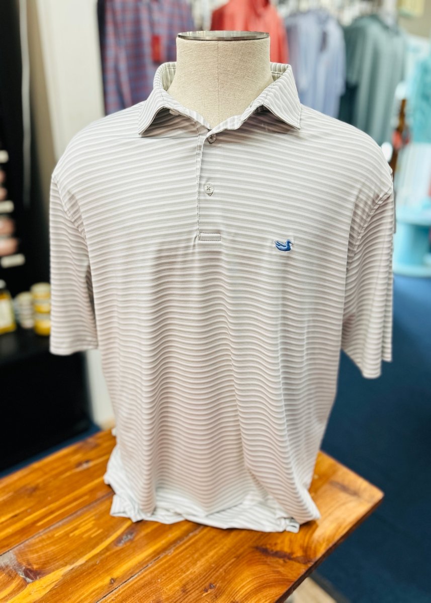 Bermuda Performance Polo | Domingo Stripe | Light Gray - Southern Marsh Polo -Jimberly's Boutique-Olive Branch-Mississippi