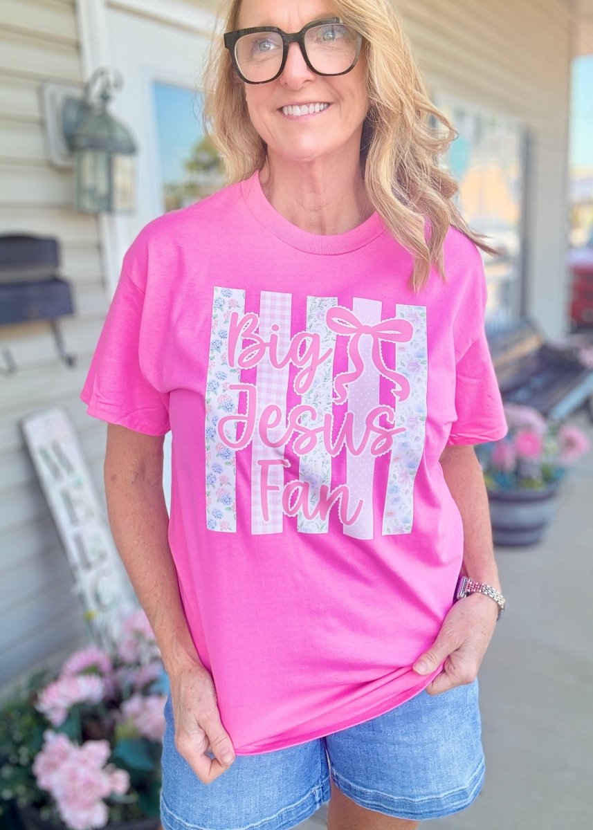Big Jesus Fan | Graphic Tee | Pink - Graphic Tee -Jimberly's Boutique-Olive Branch-Mississippi
