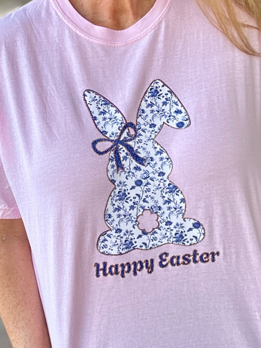 Blue Floral Easter Bunny Graphic Tee - Graphic Tee - Jimberly's Boutique - Olive Branch - Mississippi