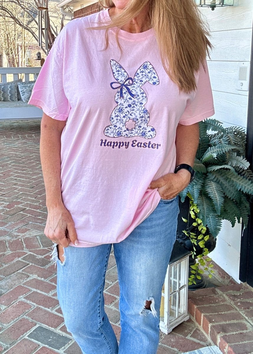 Blue Floral Easter Bunny Graphic Tee - Graphic Tee - Jimberly's Boutique - Olive Branch - Mississippi