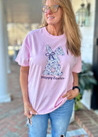 Blue Floral Easter Bunny Graphic Tee - Graphic Tee - Jimberly's Boutique - Olive Branch - Mississippi