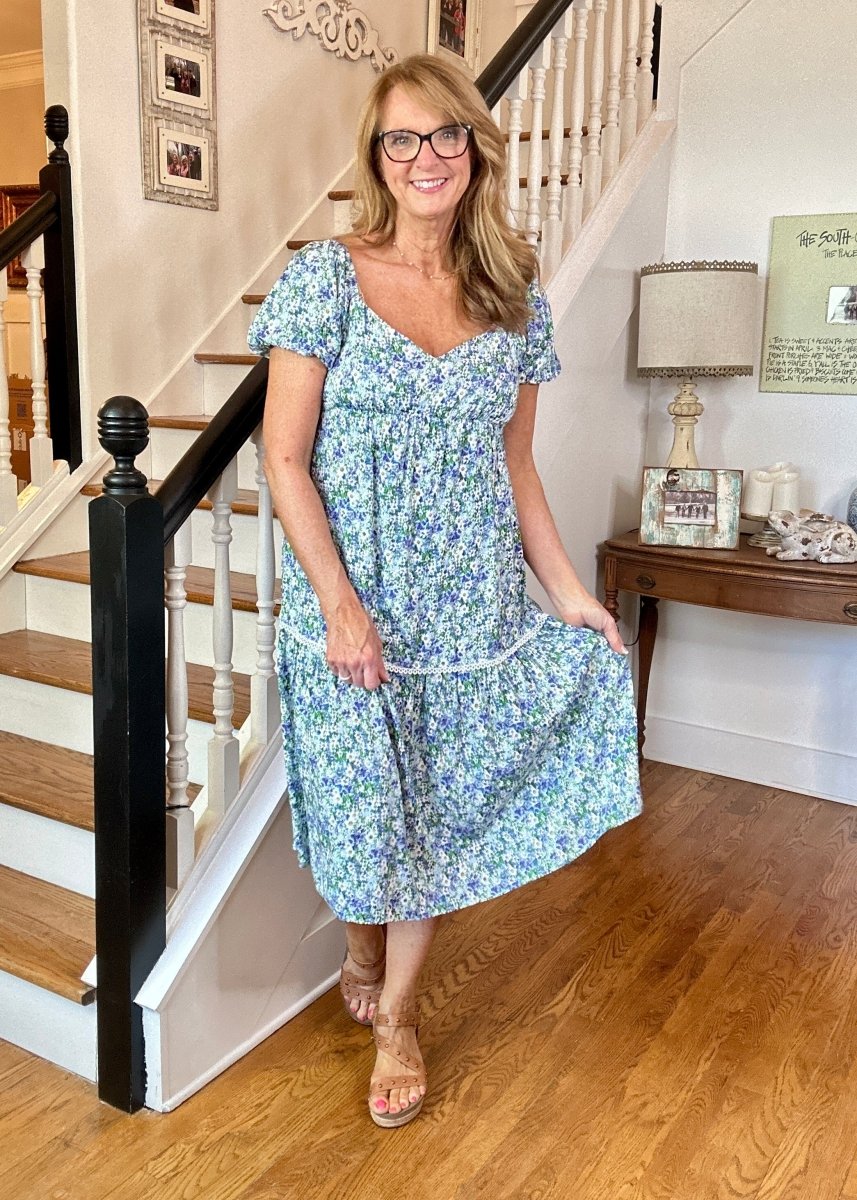 bubble sleeve midi dress Reset Helena Bubble Sleeve Midi Dress Medium (4/6) / Navy
