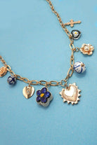 Blue Porcelain Heart Cross Charm Necklace - Jimberly's Boutique - Olive Branch - Mississippi